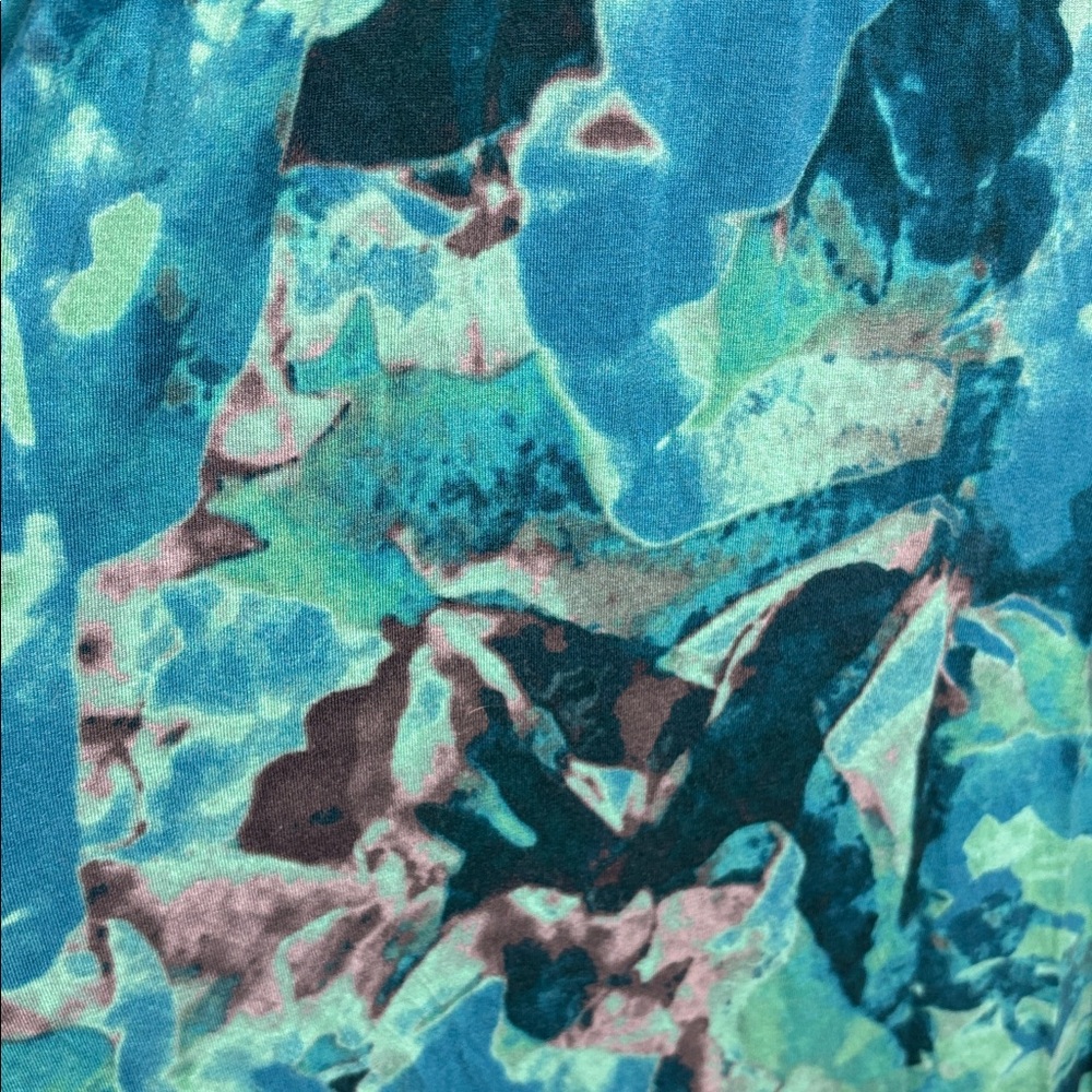 Liz Lange Teal Aqua Abstract Print V-Neck Maternity/Midi Dress - Picture 5 of 7